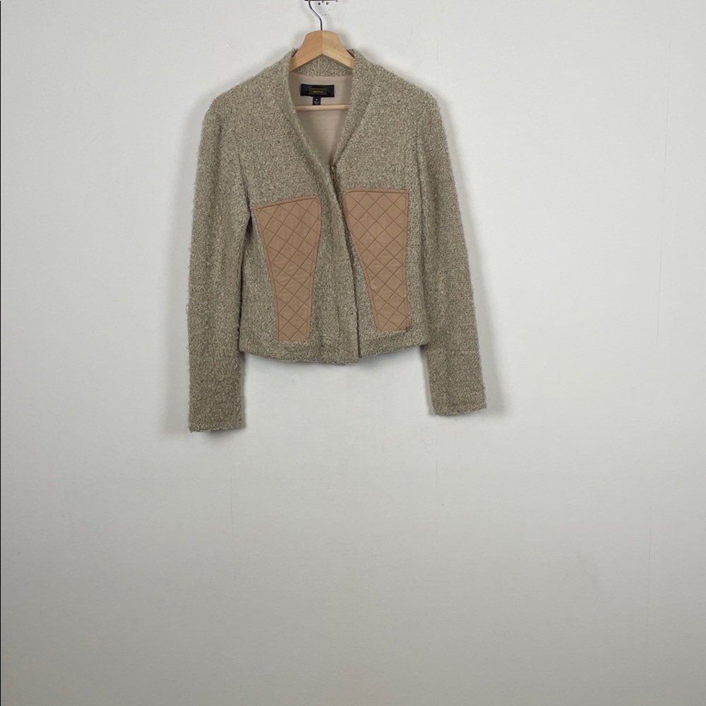 Greylin Tweed Mix Media Wool Blend Stylish Full Zip V Neck Women's M Jacket